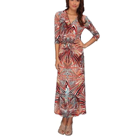 Ellen Tracy Dress 12 Colorful Stretch 3/4 Long Sleeve Career Church Washable NEW - Picture 1 of 15